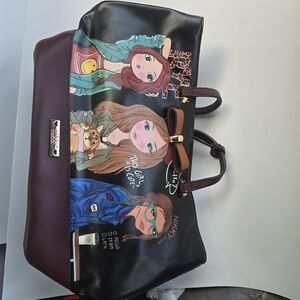 Nikky Burgundy Tote Bag Graphic Girls Print Large Handbag Shoulder Bag Cute